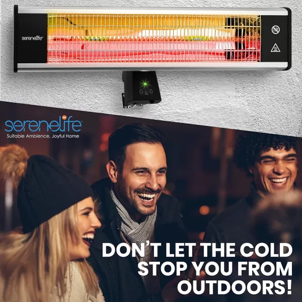 SereneLife Infrared Outdoor Electric Space Heater, Wall Mounted Heater, 1500 W, Electric Patio Heater w/ Remote Control 26" x 8" for Restaurant, Patio, Backyard, Garage, Decks Black