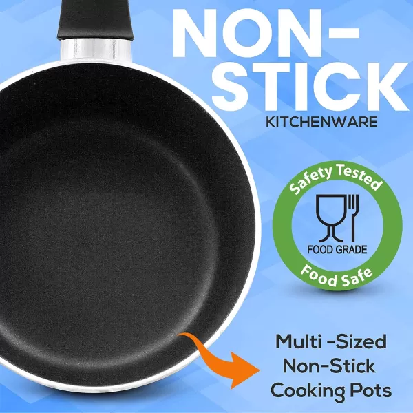 SereneLife Kitchenware Pots &amp; Pans Basic Kitchen Cookware, Black Non-Stick Coating Inside, Heat Resistant Lacquer , One Size, Gold