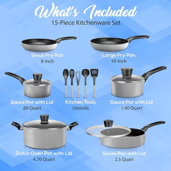 SereneLife Kitchenware Pots &amp; Pans Basic Kitchen Cookware, Black Non-Stick Coating Inside, Heat Resistant Lacquer , One Size, Gold