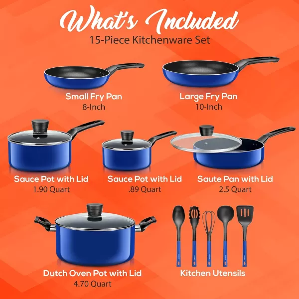 SereneLife Kitchenware Pots &amp; Pans Basic Kitchen Cookware, Black Non-Stick Coating Inside, Heat Resistant Lacquer , One Size, Gold