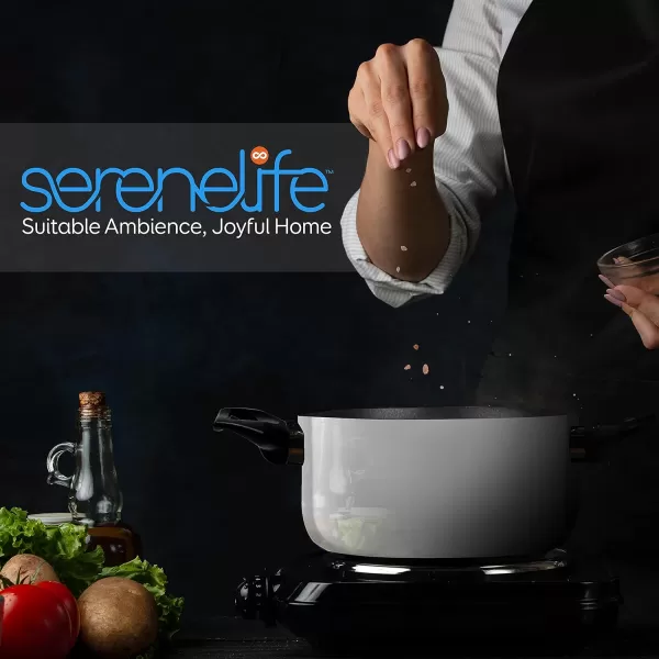 SereneLife Kitchenware Pots &amp; Pans Basic Kitchen Cookware, Black Non-Stick Coating Inside, Heat Resistant Lacquer , One Size, Gold