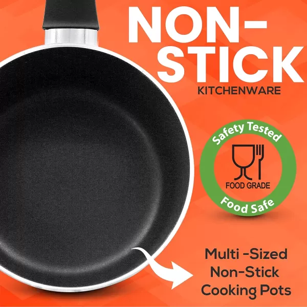 SereneLife Kitchenware Pots &amp; Pans Basic Kitchen Cookware, Black Non-Stick Coating Inside, Heat Resistant Lacquer , One Size, Gold