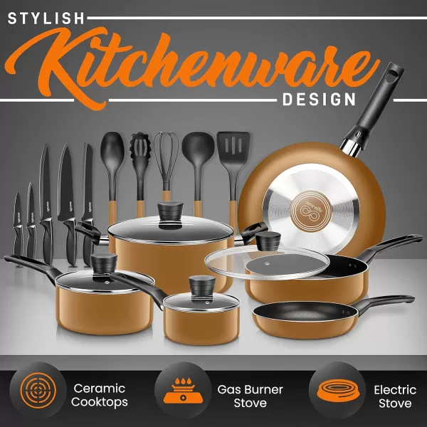 SereneLife Kitchenware Pots &amp; Pans Basic Kitchen Cookware, Black Non-Stick Coating Inside, Heat Resistant Lacquer , One Size, gray