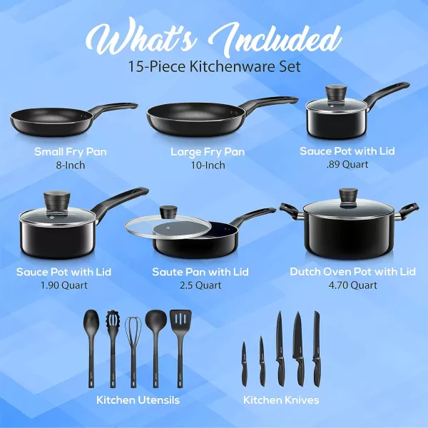 SereneLife Kitchenware Pots &amp; Pans Basic Kitchen Cookware, Black Non-Stick Coating Inside, Heat Resistant Lacquer , One Size, gray