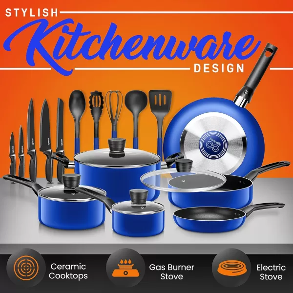 SereneLife Kitchenware Pots &amp; Pans Basic Kitchen Cookware, Black Non-Stick Coating Inside, Heat Resistant Lacquer , One Size, gray