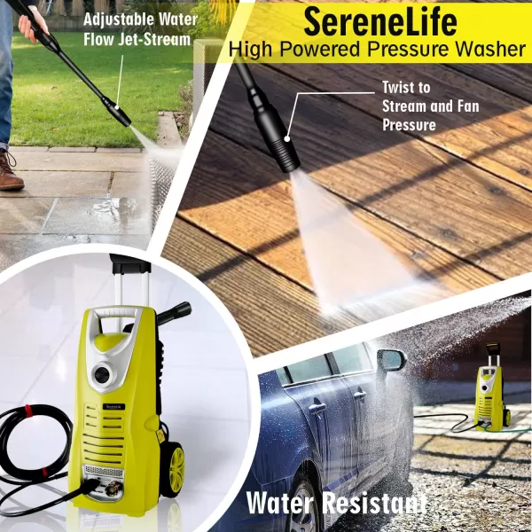 Serenelife Electric Pressure Washer-Powerful Heavy Duty 2000PSI Manual Adjustable High Low Cold Water Sprayer