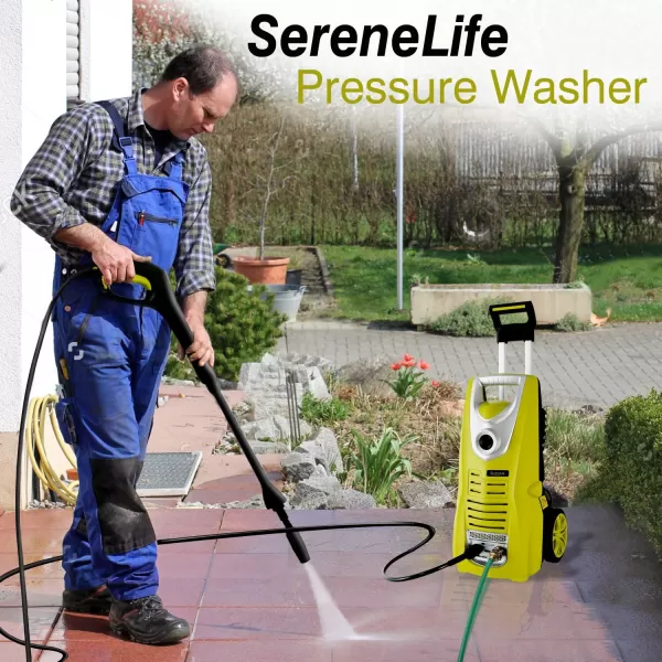 Serenelife Electric Pressure Washer-Powerful Heavy Duty 2000PSI Manual Adjustable High Low Cold Water Sprayer