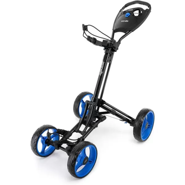 SereneLife 3 Wheel Golf Push Cart - Lightweight Folding Golf Walking Push Cart Roller Golf Bag Holder w/ Upper/Lower Bracket w/ Elastic Strap, Scorecard Storage Compartment