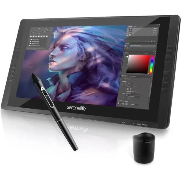 SereneLife Dual Mode Graphic Tablet - 21.5" Full-Laminated Technology Art Monitor w/Capacitive Touch Screen &amp; 8192 Pressure Levels Wireless Passive Stylus - Digital Drawing, Design - MAC, Windows OS