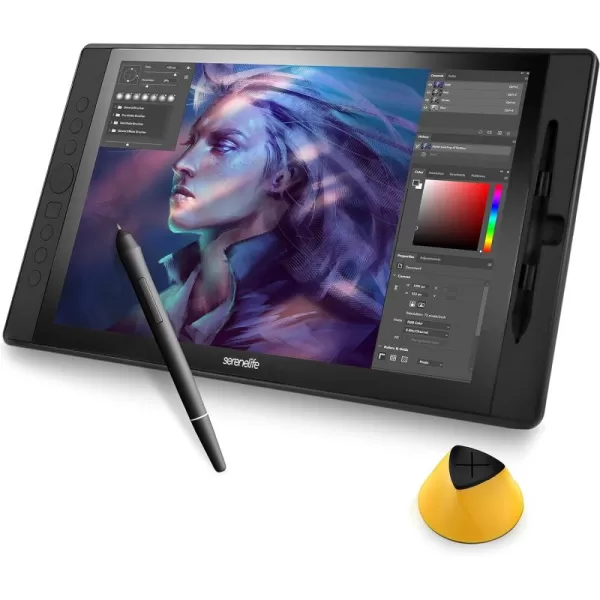 SereneLife Dual Mode Graphic Tablet - 21.5" Full-Laminated Technology Art Monitor w/Capacitive Touch Screen &amp; 8192 Pressure Levels Wireless Passive Stylus - Digital Drawing, Design - MAC, Windows OS