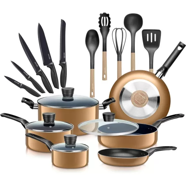 SereneLife Kitchenware Pots &amp; Pans Basic Kitchen Cookware, Black Non-Stick Coating Inside, Heat Resistant Lacquer , One Size, gray