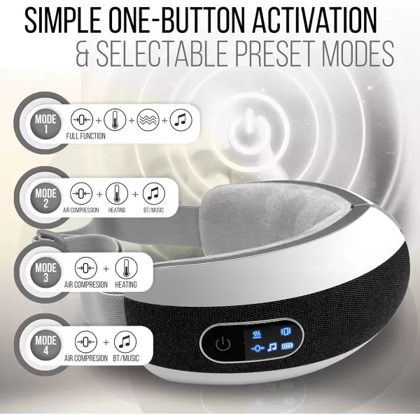 Eye Massager with Heat and Compression - Smart Eye Massager for Migraines and Stress Therapy - Wireless Heated Mask w/Music, Built-in Battery &amp; Adjustable Elastic Band - Vibration Massage Eye Relief