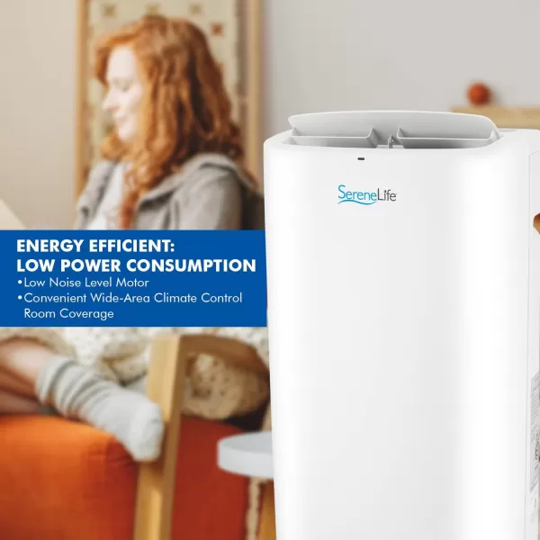 SereneLife Compact Freestanding Portable Air Conditioner - 10,000 BTU Indoor Free Standing AC Unit w/ Dehumidifier &amp; Fan Modes For Home, Office, School &amp; Business Rooms Up To 300 Sq. -SLPAC105W
