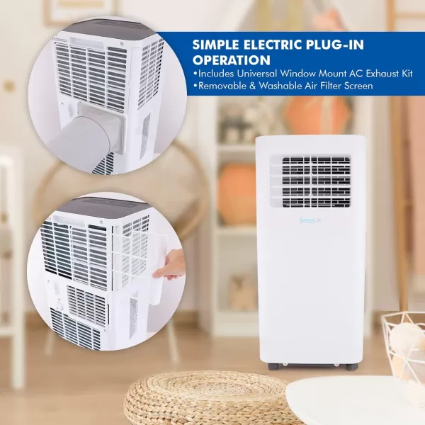 SereneLife Compact Freestanding Portable Air Conditioner - 10,000 BTU Indoor Free Standing AC Unit w/ Dehumidifier &amp; Fan Modes For Home, Office, School &amp; Business Rooms Up To 300 Sq. -SLPAC105W