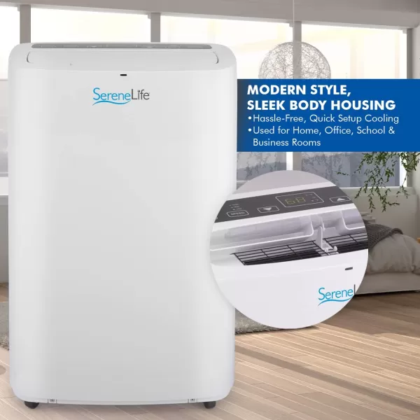 SereneLife Compact Freestanding Portable Air Conditioner - 10,000 BTU Indoor Free Standing AC Unit w/ Dehumidifier &amp; Fan Modes For Home, Office, School &amp; Business Rooms Up To 300 Sq. -SLPAC105W