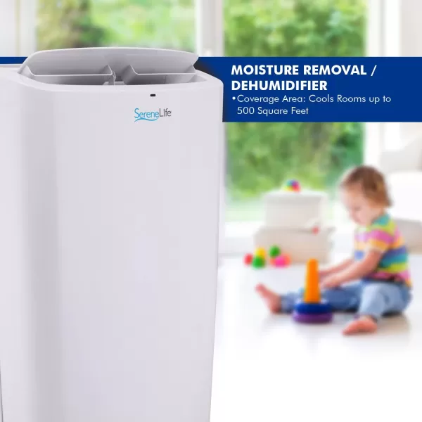 SereneLife Compact Freestanding Portable Air Conditioner - 10,000 BTU Indoor Free Standing AC Unit w/ Dehumidifier &amp; Fan Modes For Home, Office, School &amp; Business Rooms Up To 300 Sq. -SLPAC105W
