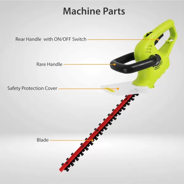SereneLife Corded Electric Handheld Hedge Trimmer - 4 Amp Electrical High Powered Hand Garden Trimmer Tool w/ 18 Inch Blade, 10 Ft Long Cord - Trims Bush, Shrub, Grass, Small Tree Branch PSLHTRIM52