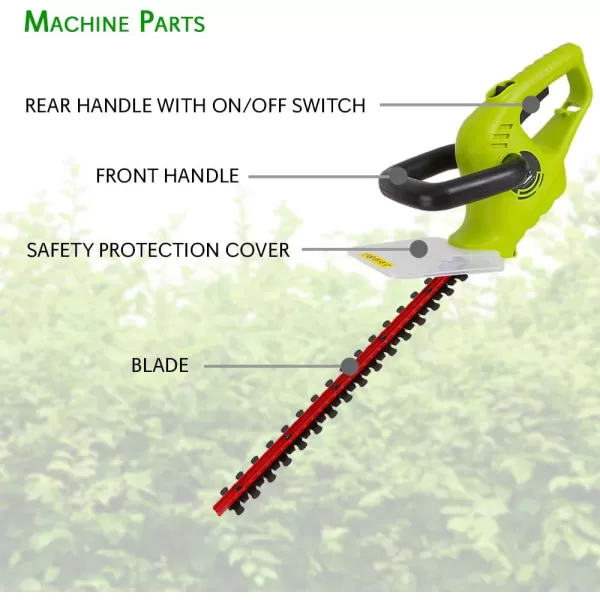 SereneLife Corded Electric Handheld Hedge Trimmer-4 Amp Electrical High Powered Hand Garden Trimmer Tool w/18 Inch Blade,Trims Bush,Shrub,Grass,Small Tree Branch-SereneLife