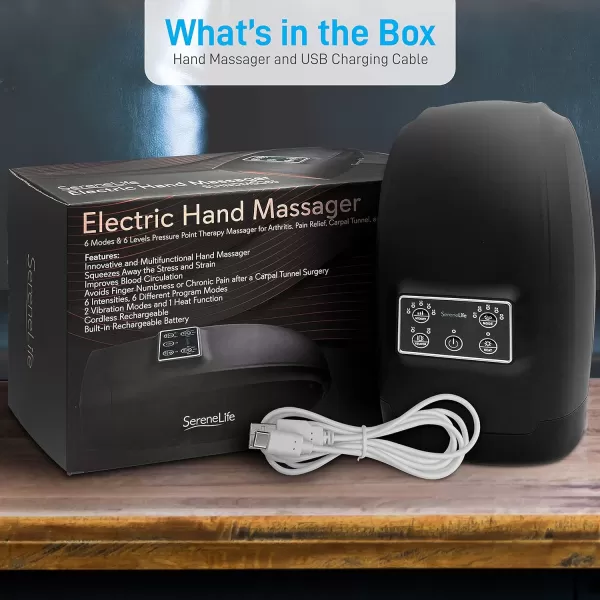 SereneLife Electric Compression Hand Massager - Electric Acupressure Palm Hand Massager w/ Air Pressure Heat Compress for Arthritis, Carpal Tunnel, Hand Pain Relief, Finger Numbness - SLHNDMSG85