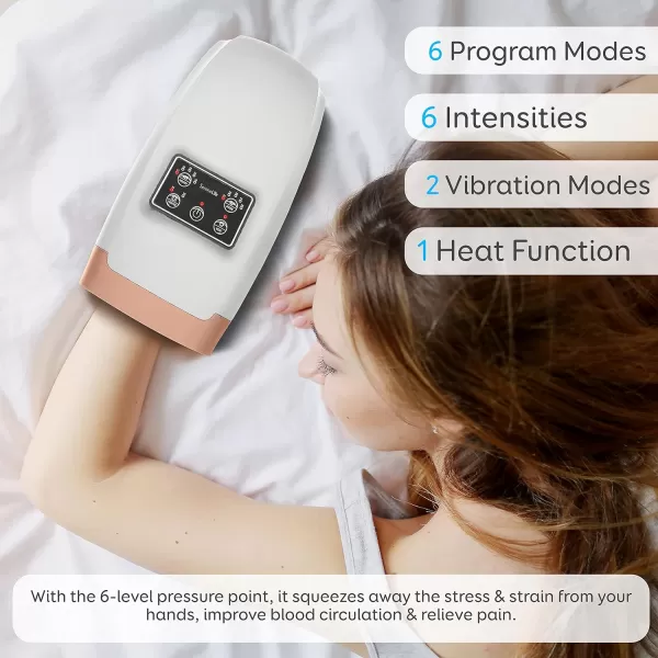 SereneLife Electric Compression Hand Massager - Electric Acupressure Palm Hand Massager w/ Air Pressure Heat Compress for Arthritis, Carpal Tunnel, Hand Pain Relief, Finger Numbness - SLHNDMSG85