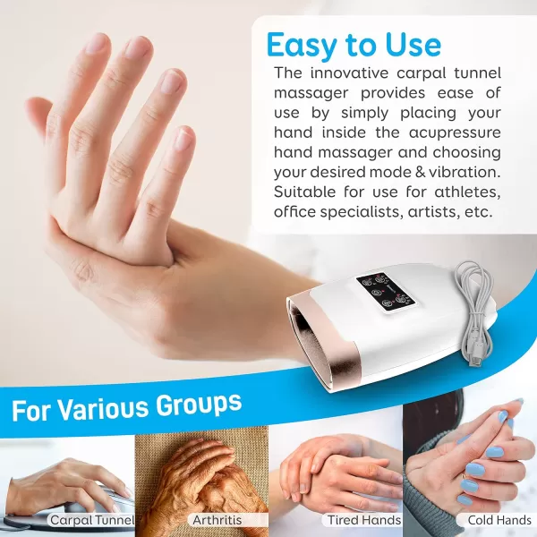SereneLife Electric Compression Hand Massager - Electric Acupressure Palm Hand Massager w/ Air Pressure Heat Compress for Arthritis, Carpal Tunnel, Hand Pain Relief, Finger Numbness - SLHNDMSG85