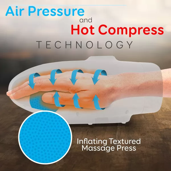 SereneLife Electric Compression Hand Massager - Electric Acupressure Palm Hand Massager w/ Air Pressure Heat Compress for Arthritis, Carpal Tunnel, Hand Pain Relief, Finger Numbness - SLHNDMSG85
