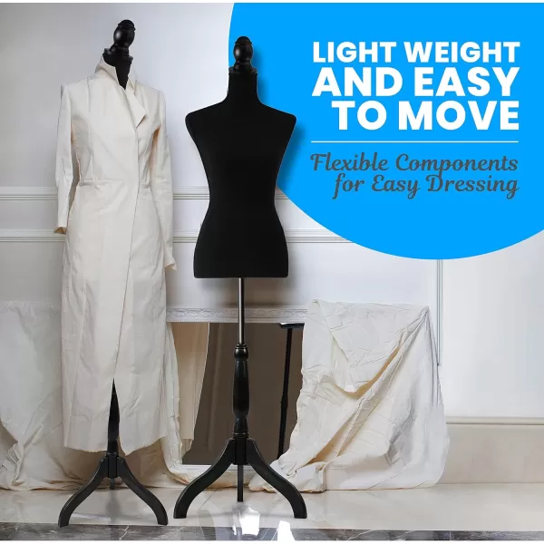 SereneLife Female Mannequin, Hanging Fashion Torso Display Form Mannequin with Hook, Adjustable Tripod Stand, for Sweaters, T-Shirts, Jackets, Dresses, Blouses, Tops