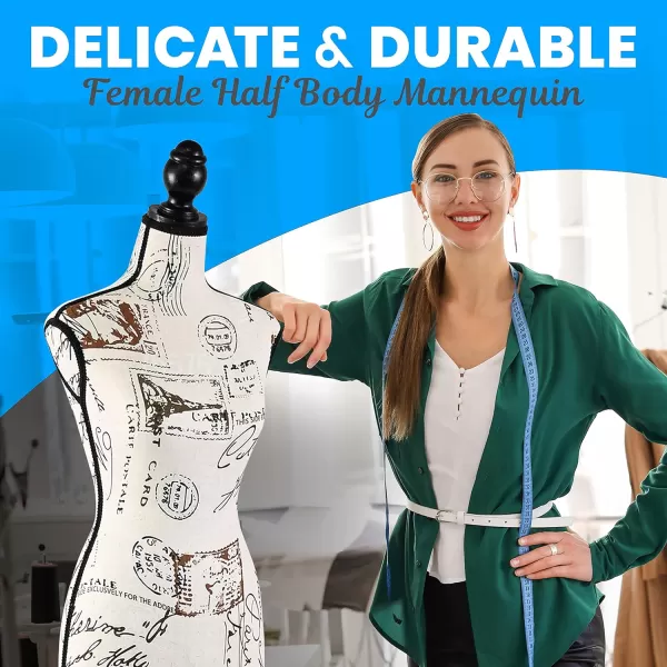 SereneLife Female Mannequin, Hanging Fashion Torso Display Form Mannequin with Hook, Adjustable Tripod Stand, for Sweaters, T-Shirts, Jackets, Dresses, Blouses, Tops