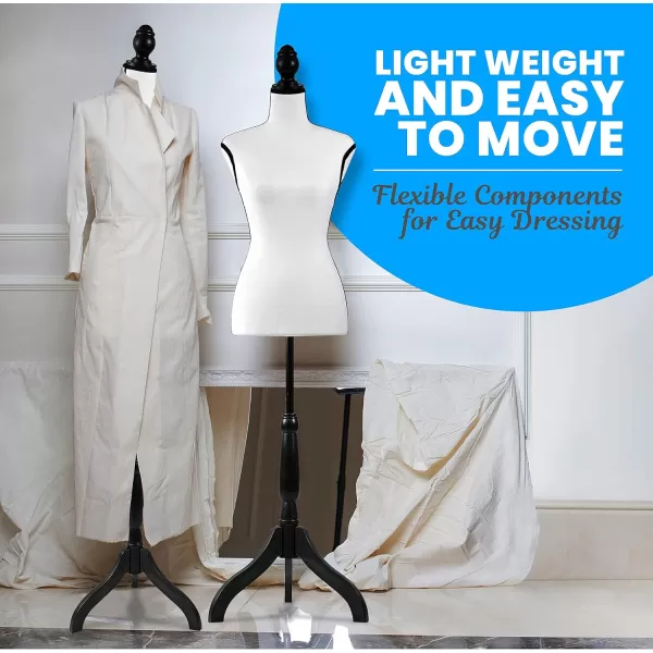 SereneLife Female Mannequin, Hanging Fashion Torso Display Form Mannequin with Hook, Adjustable Tripod Stand, for Sweaters, T-Shirts, Jackets, Dresses, Blouses, Tops