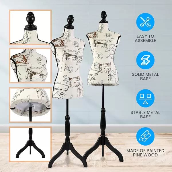 SereneLife Female Mannequin, Hanging Fashion Torso Display Form Mannequin with Hook, Adjustable Tripod Stand, for Sweaters, T-Shirts, Jackets, Dresses, Blouses, Tops