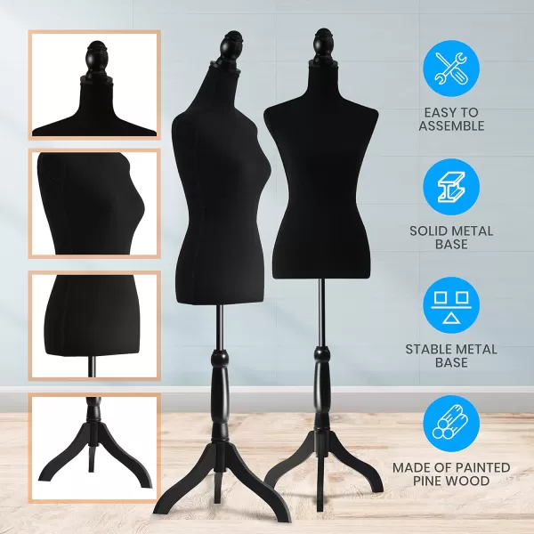 SereneLife Female Mannequin, Hanging Fashion Torso Display Form Mannequin with Hook, Adjustable Tripod Stand, for Sweaters, T-Shirts, Jackets, Dresses, Blouses, Tops