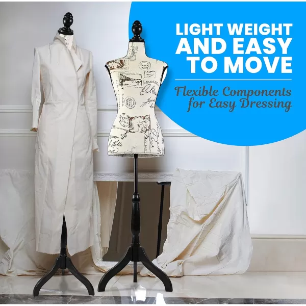 SereneLife Female Mannequin, Hanging Fashion Torso Display Form Mannequin with Hook, Adjustable Tripod Stand, for Sweaters, T-Shirts, Jackets, Dresses, Blouses, Tops
