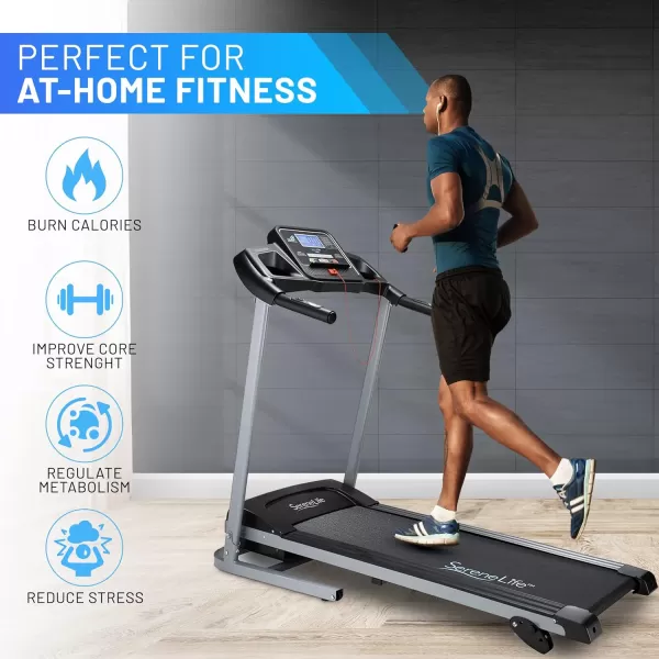 SereneLife Folding Treadmill Exercise Running Machine - Electric Motorized Running Exercise Equipment