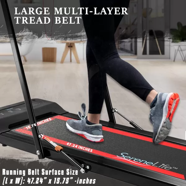 SereneLife Folding Treadmill - Foldable Home Fitness Equipment with LCD for Walking &amp; Running - Cardio Exercise Machine - Preset and Adjustable Programs - Bluetooth Connectivity