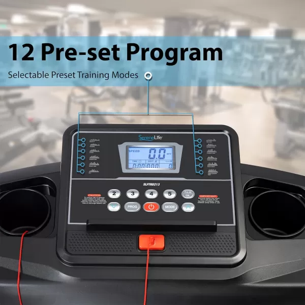 SereneLife Folding Treadmill - Foldable Home Fitness Equipment with LCD for Walking &amp; Running - Cardio Exercise Machine - Preset and Adjustable Programs - Bluetooth Connectivity