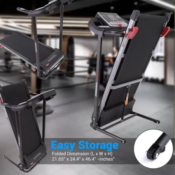 SereneLife Folding Treadmill - Foldable Home Fitness Equipment with LCD for Walking &amp; Running - Cardio Exercise Machine - Preset and Adjustable Programs - Bluetooth Connectivity