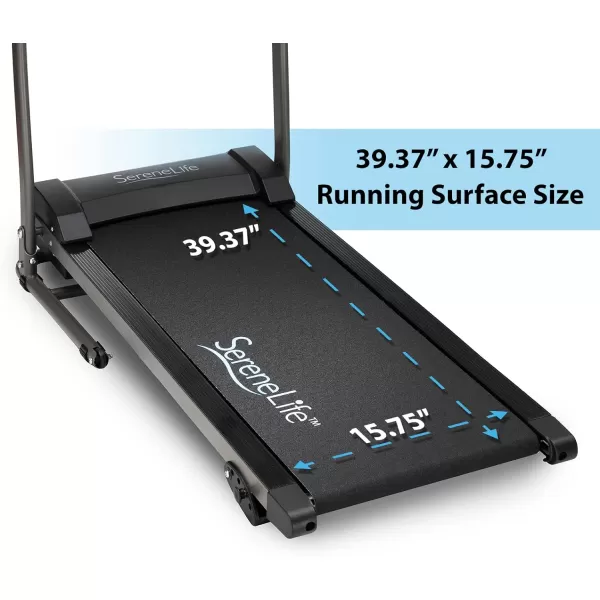 SereneLife Folding Treadmill - Foldable Home Fitness Equipment with LCD for Walking &amp; Running - Cardio Exercise Machine - Preset and Adjustable Programs - Bluetooth Connectivity