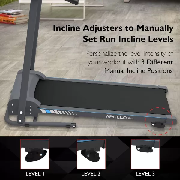 SereneLife Folding Treadmill - Foldable Home Fitness Equipment with LCD for Walking &amp; Running - Cardio Exercise Machine - Preset and Adjustable Programs - Bluetooth Connectivity