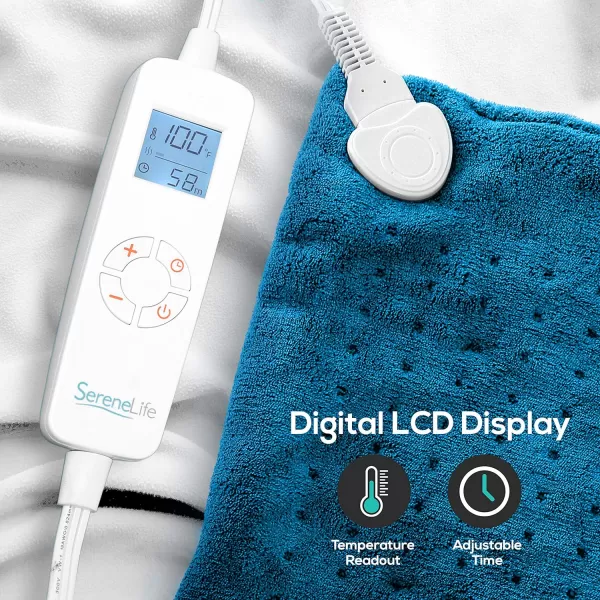 SereneLife Full Body Electric Heating Pad-150° F Washable Large Warming Blanket Heat Pack Therapy Pad w/Auto Shut Off For Back Neck Shoulder Foot Leg Muscle Pain Menstrual Period Cramps-SLHP34L)