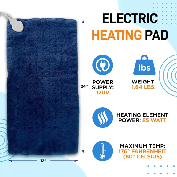 SereneLife Full Body Electric Heating Pad-150° F Washable Large Warming Blanket Heat Pack Therapy Pad w/Auto Shut Off For Back Neck Shoulder Foot Leg Muscle Pain Menstrual Period Cramps-SLHP34L