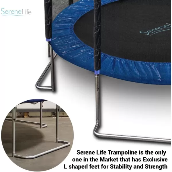 SereneLife Full Size Backyard Trampoline with Safety Net - Enclosed Trampoline for Kids, Teen, Adult