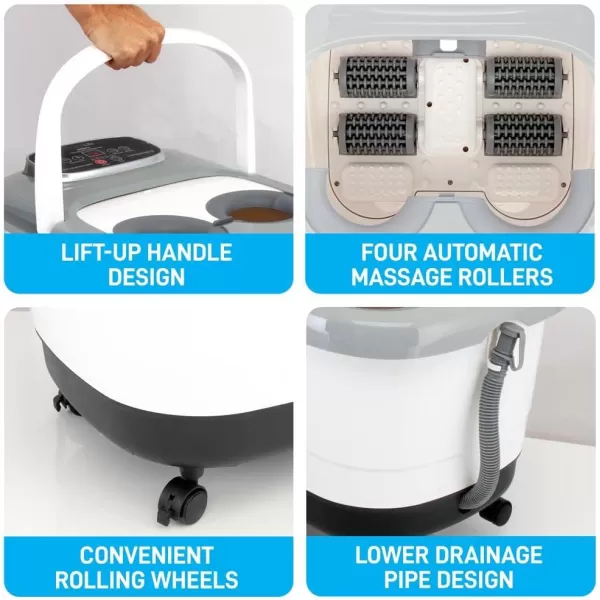 SereneLife Hydro Therapy Foot Bath Massager - Heating Foot Spa with Deep Kneading Shiatsu Massage Ball, Brush, Stone - Roller, Vibration, Bubble, Digital Adjustable Temp - SLFTSP18