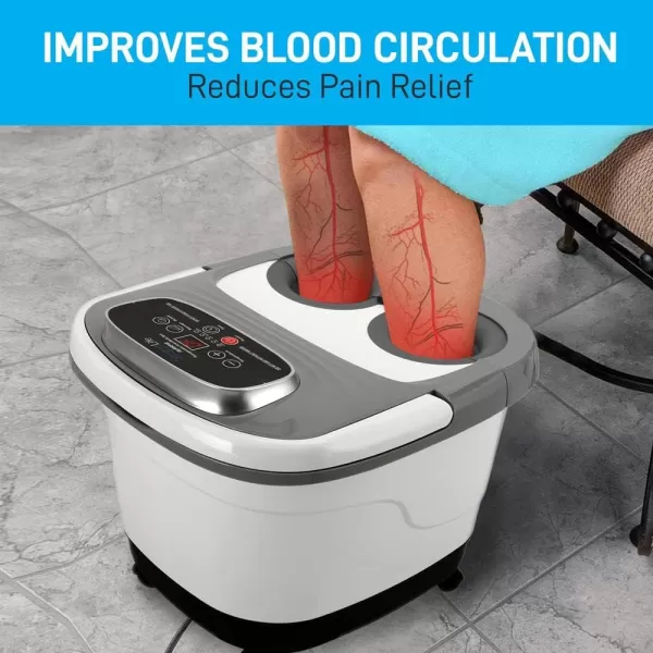 SereneLife Hydro Therapy Foot Bath Massager - Heating Foot Spa with Deep Kneading Shiatsu Massage Ball, Brush, Stone - Roller, Vibration, Bubble, Digital Adjustable Temp - SLFTSP18