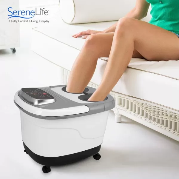 SereneLife Hydro Therapy Foot Bath Massager - Heating Foot Spa with Deep Kneading Shiatsu Massage Ball, Brush, Stone - Roller, Vibration, Bubble, Digital Adjustable Temp - SLFTSP18