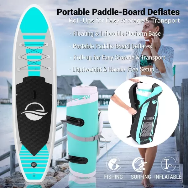 SereneLife Inflatable Stand Up Paddle Board  with Premium SUP Accessories &amp; Carry Bag | Wide Stance, Bottom Fin for Paddling, Surf Control, Non-Slip Deck | Youth &amp; Adult Standing Boat