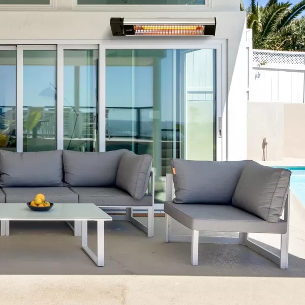 SereneLife Infrared Outdoor Electric Space Heater, Wall Mounted Heater, 1500 W, Electric Patio Heater w/Remote Control 29" x 6" for Restaurant, Patio, Backyard, Garage, Decks Black