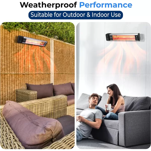 SereneLife Infrared Outdoor Electric Space Heater, Wall Mounted Heater, 1500 W, Electric Patio Heater w/Remote Control 29" x 6" for Restaurant, Patio, Backyard, Garage, Decks Black