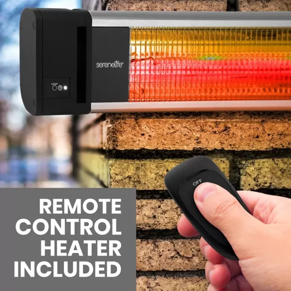 SereneLife Infrared Outdoor Electric Space Heater, Wall Mounted Heater, 1500 W, Electric Patio Heater w/Remote Control 29" x 6" for Restaurant, Patio, Backyard, Garage, Decks Black