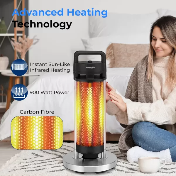 SereneLife Infrared Patio Heater, Electric Patio Heater for Indoor/Outdoor Use, Portable Heater with Remote Control, 900 W, for Restaurant, Patio, Backyard, Garage, Decks 