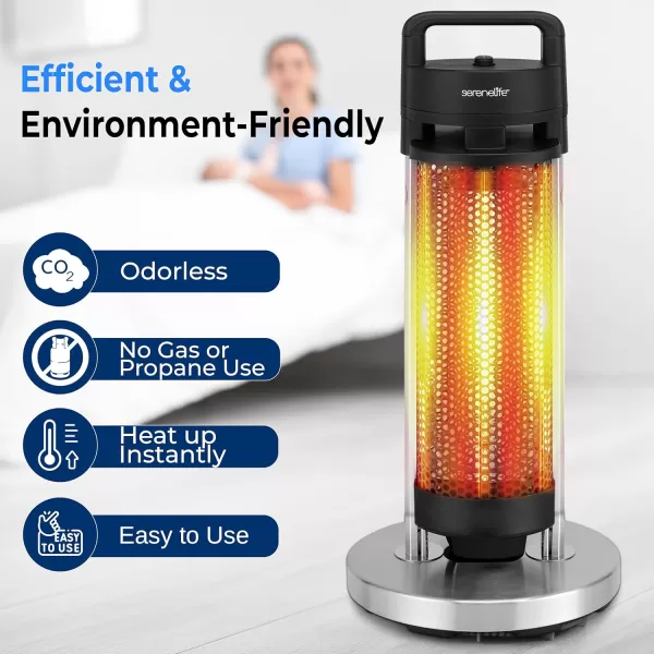 SereneLife Infrared Patio Heater, Electric Patio Heater for Indoor/Outdoor Use, Portable Heater with Remote Control, 900 W, for Restaurant, Patio, Backyard, Garage, Decks 